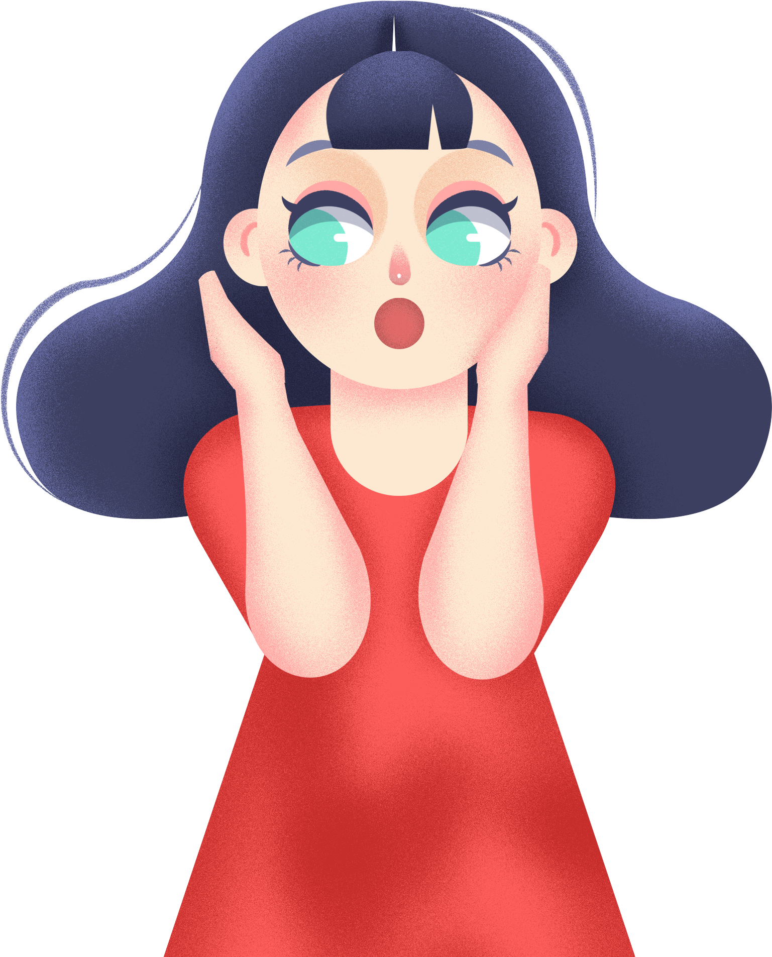 Astonished Cartoon Girl PNG image