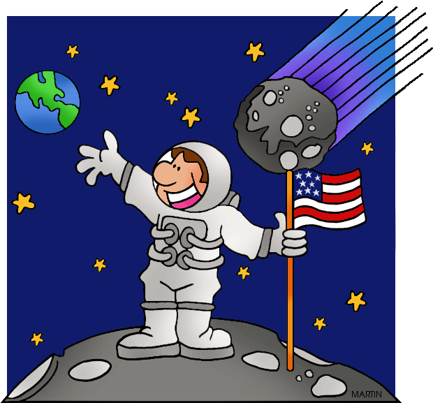 Astronaut Celebratingon Asteroidwith Flag PNG image