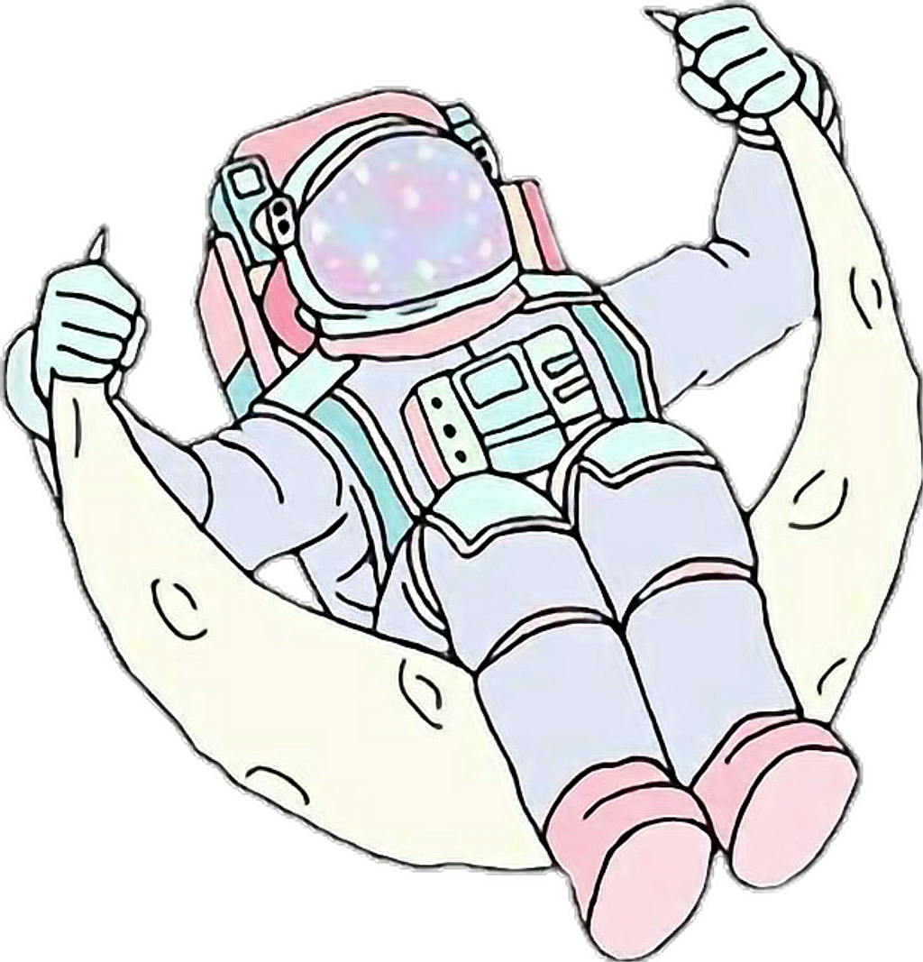 Astronaut Flexing Muscles Cartoon PNG image