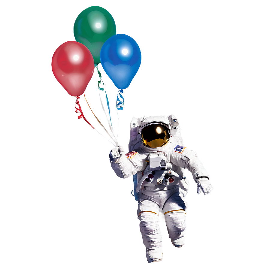 Astronaut Floating With Balloons Png Nos74 PNG image