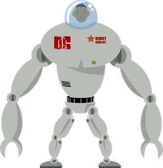 Astronaut Headed Robot Illustration PNG image