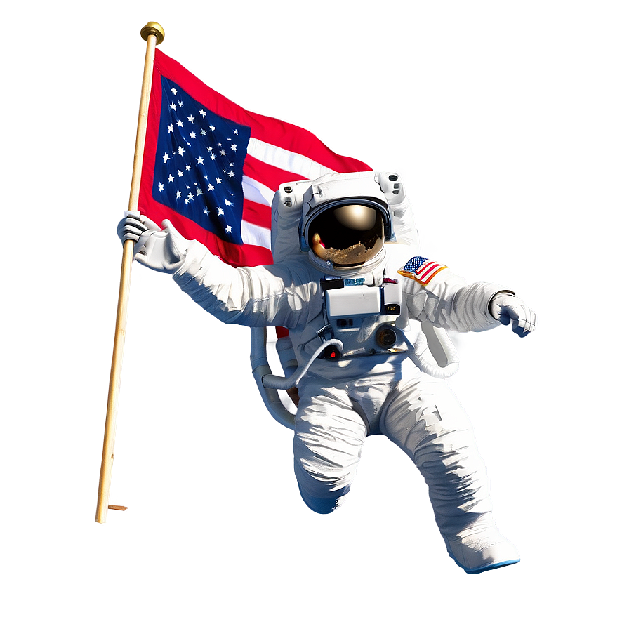 Astronaut With Flag Png 80 PNG image