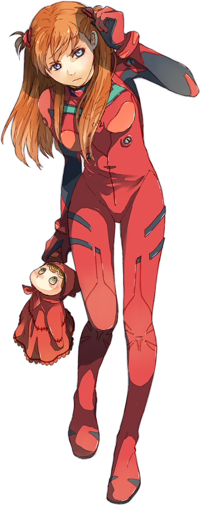 Asuka Langley With Doll Figure PNG image