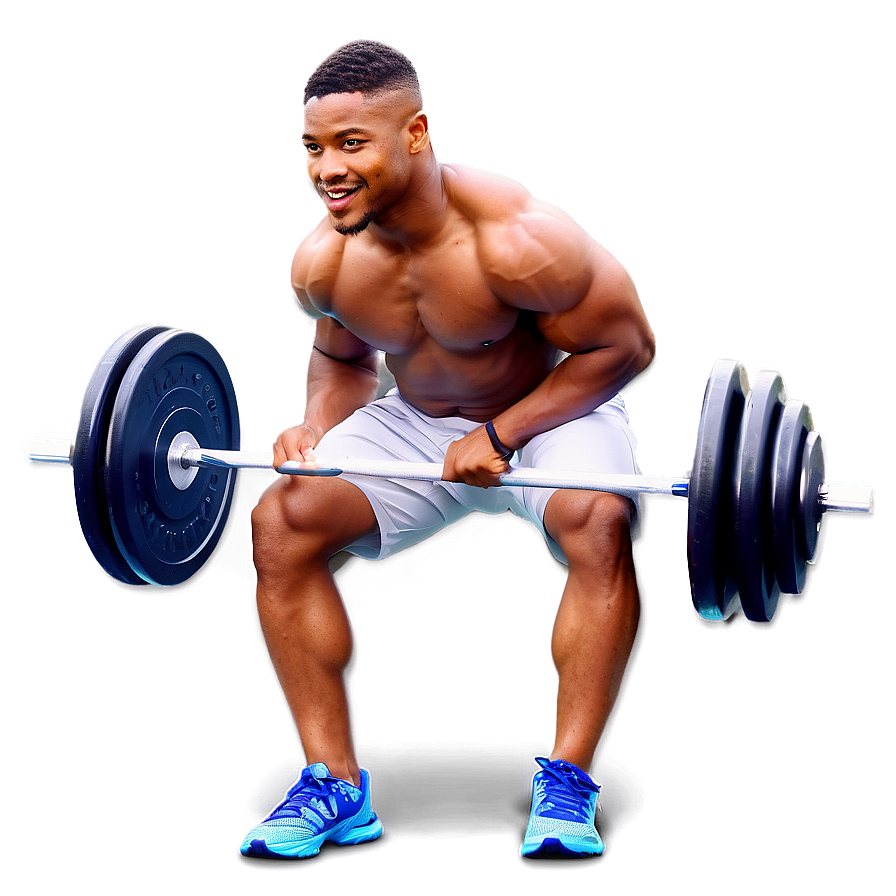 Athlete Performing Barbell Curls PNG image