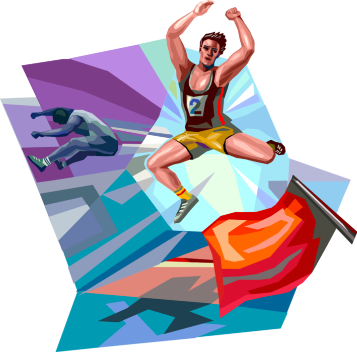 Athletic Hurdle Jump Illustration PNG image
