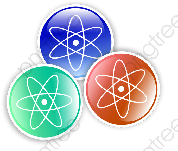 Atomic Symbols Colorful Badges PNG image