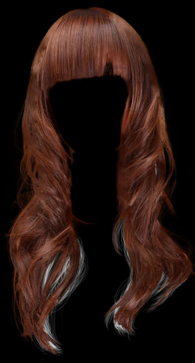 Auburn Hair Long Curls Black Background PNG image