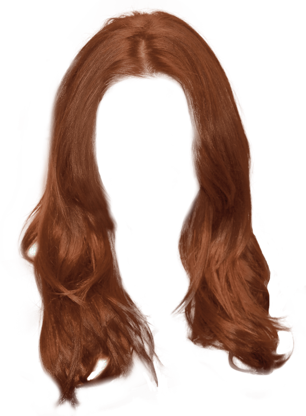 Auburn Wavy Hair Wig Transparent Background PNG image