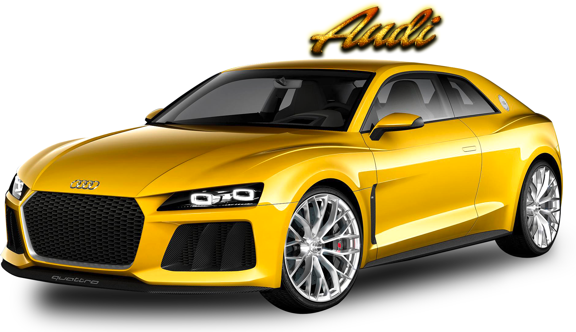 Audi Sportscar Yellow Quattro PNG image