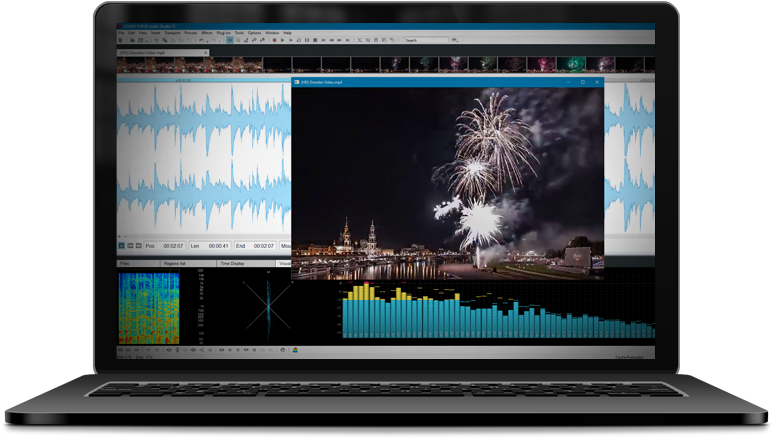 Audio Editing Software With Fireworks Display PNG image