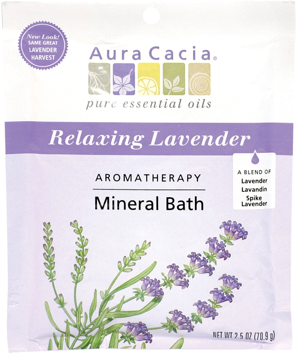 Aura Cacia Relaxing Lavender Mineral Bath Package PNG image