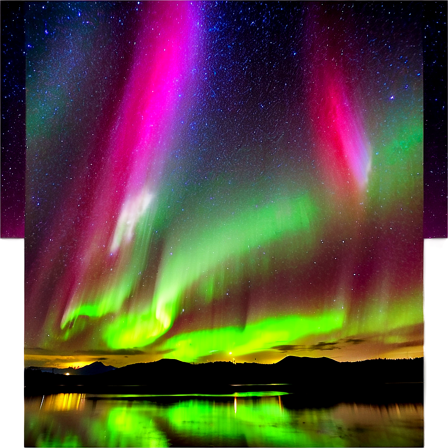 Aurora Borealis Over Lake Png Gqm PNG image