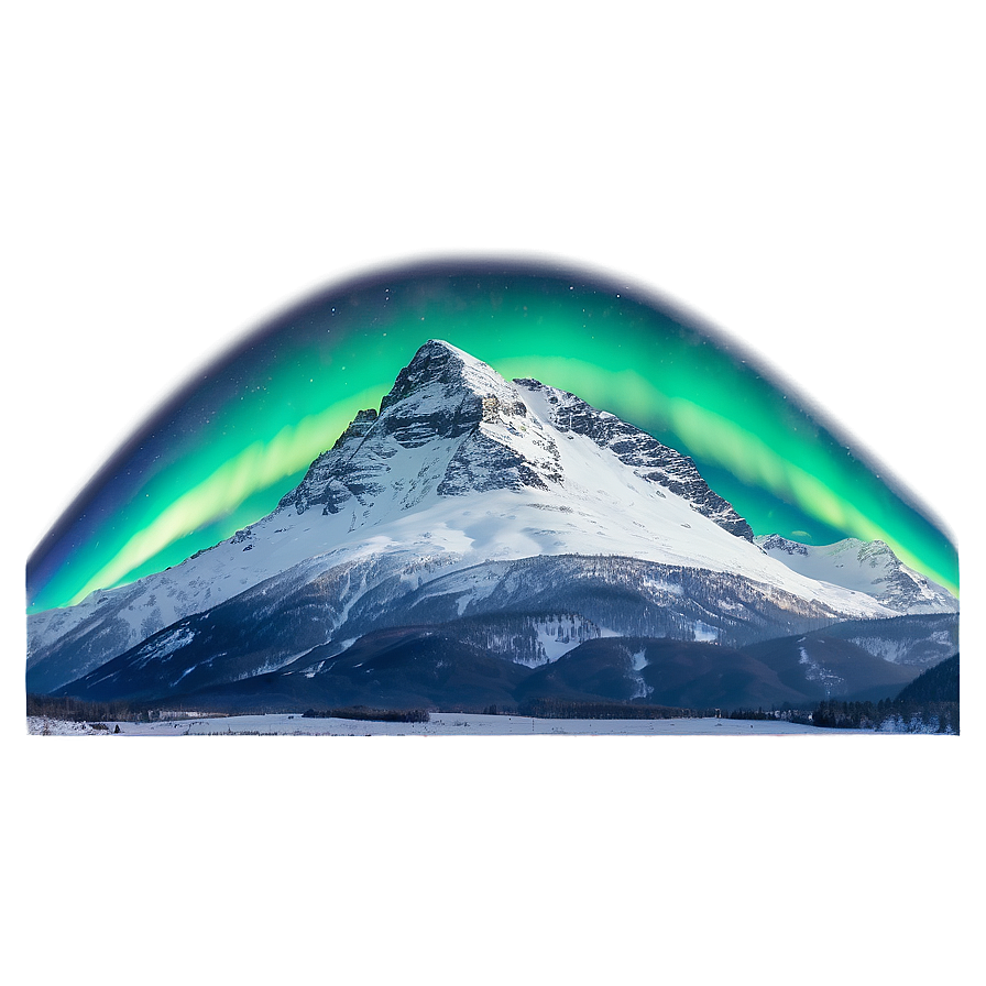 Aurora Borealis Over Snowcapped Peaks Png 06242024 PNG image