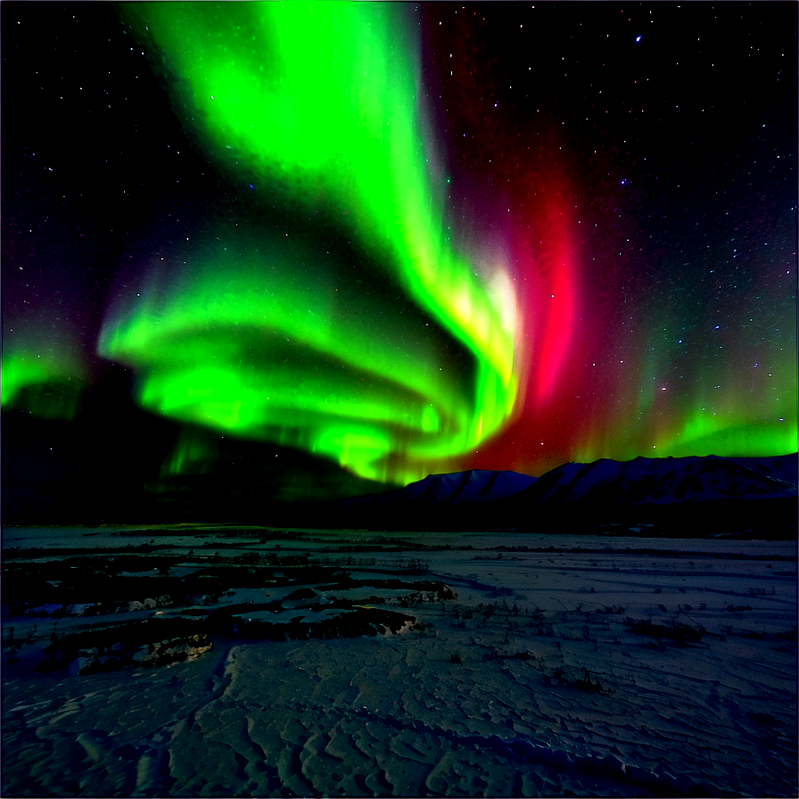 Aurora Borealis Over Tundra Png Aai79 PNG image