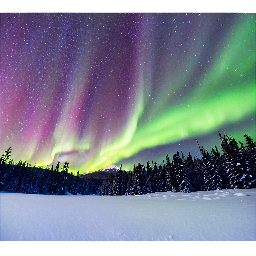 Aurora Over Snowy Wilderness Png Bbj PNG image