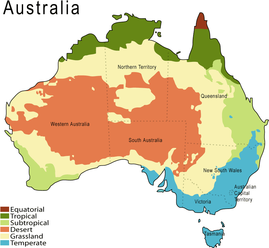 Australia Climate Zones Map PNG image