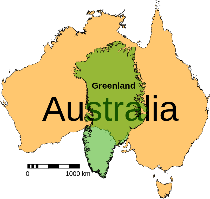 Australia Greenland Size Comparison Map PNG image