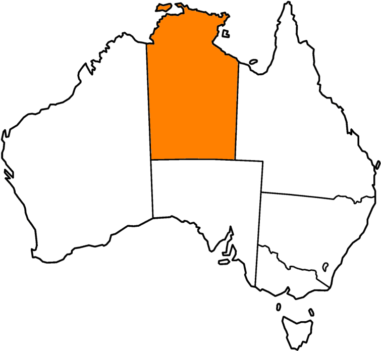 Australia Outline Map Northern Territory Highlighted PNG image