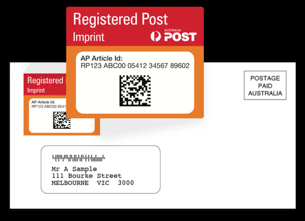 Australia Post Registered Mail Label PNG image
