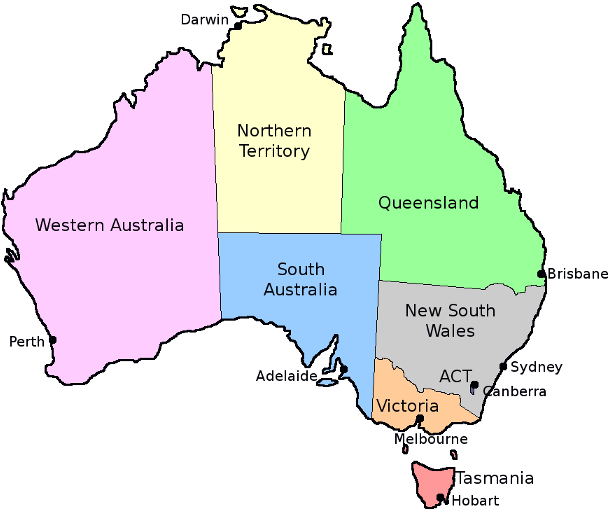 Australia Statesand Territories Map PNG image