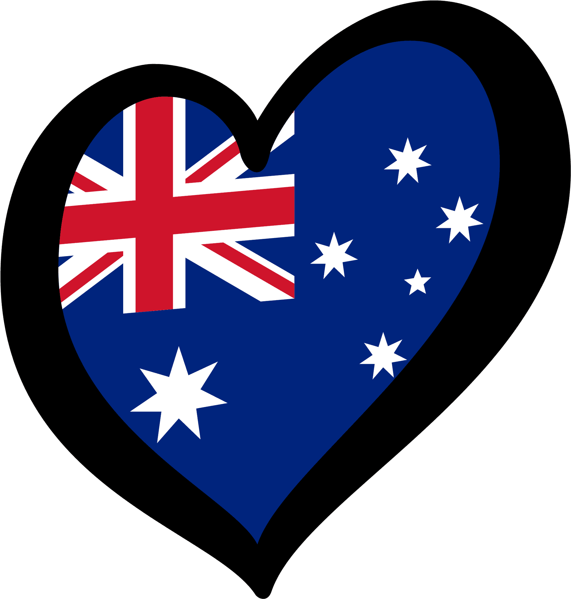 Australian Flag Heart Shaped Graphic PNG image