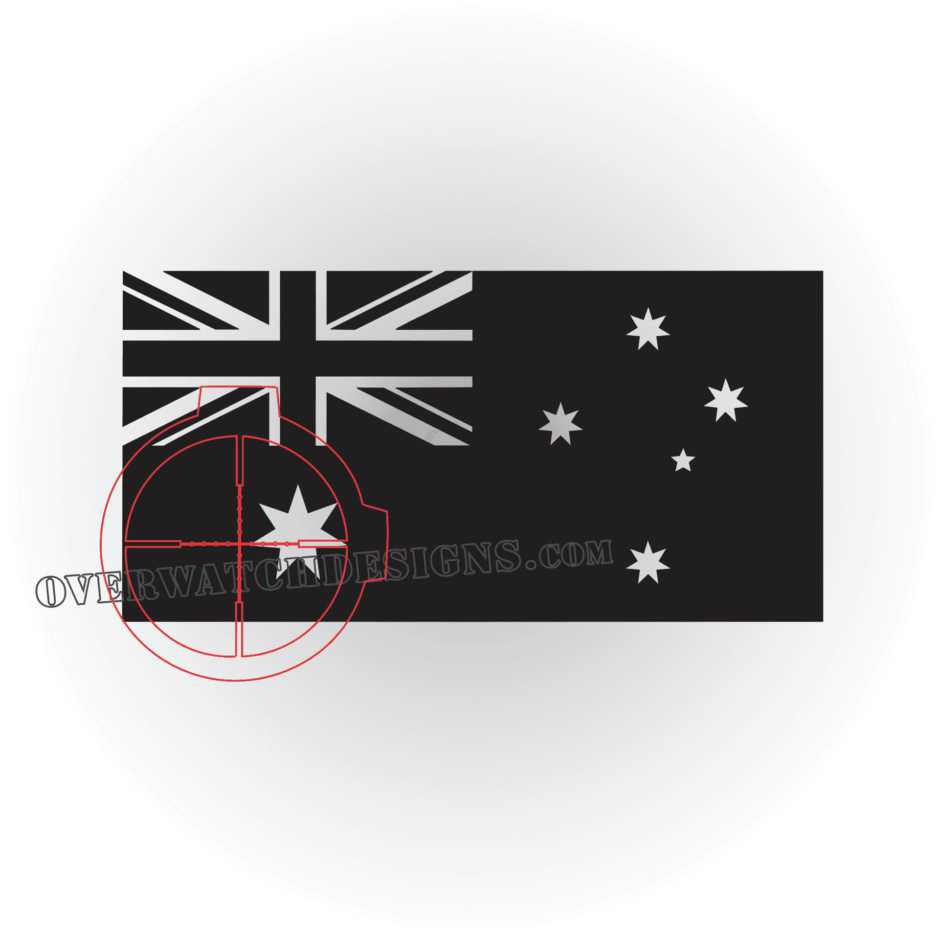 Australian Flag Watermarkand Red Circle PNG image