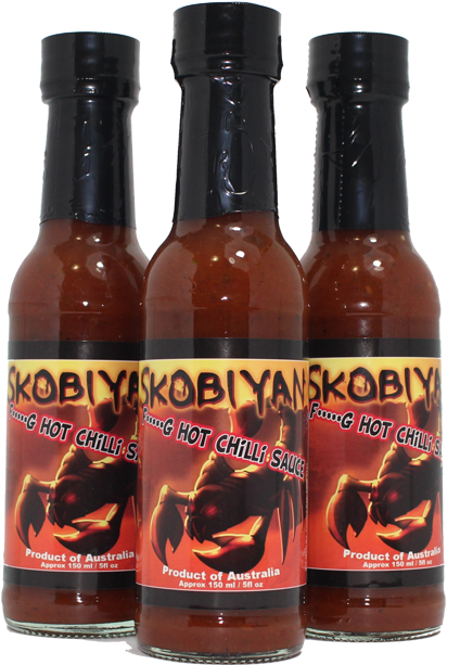 Australian Hot Chili Sauce Bottles PNG image