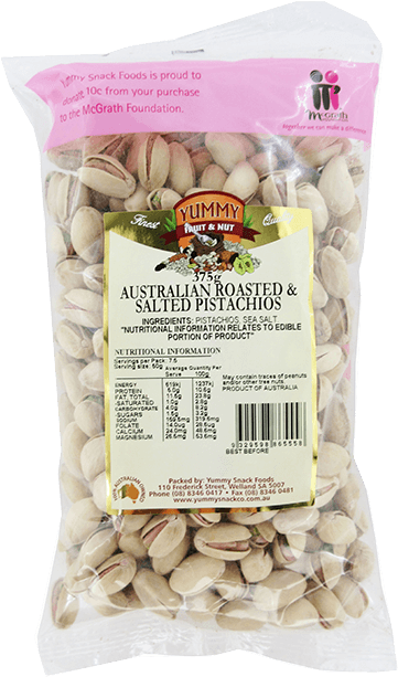 Australian Roasted Salted Pistachios Packaging PNG image