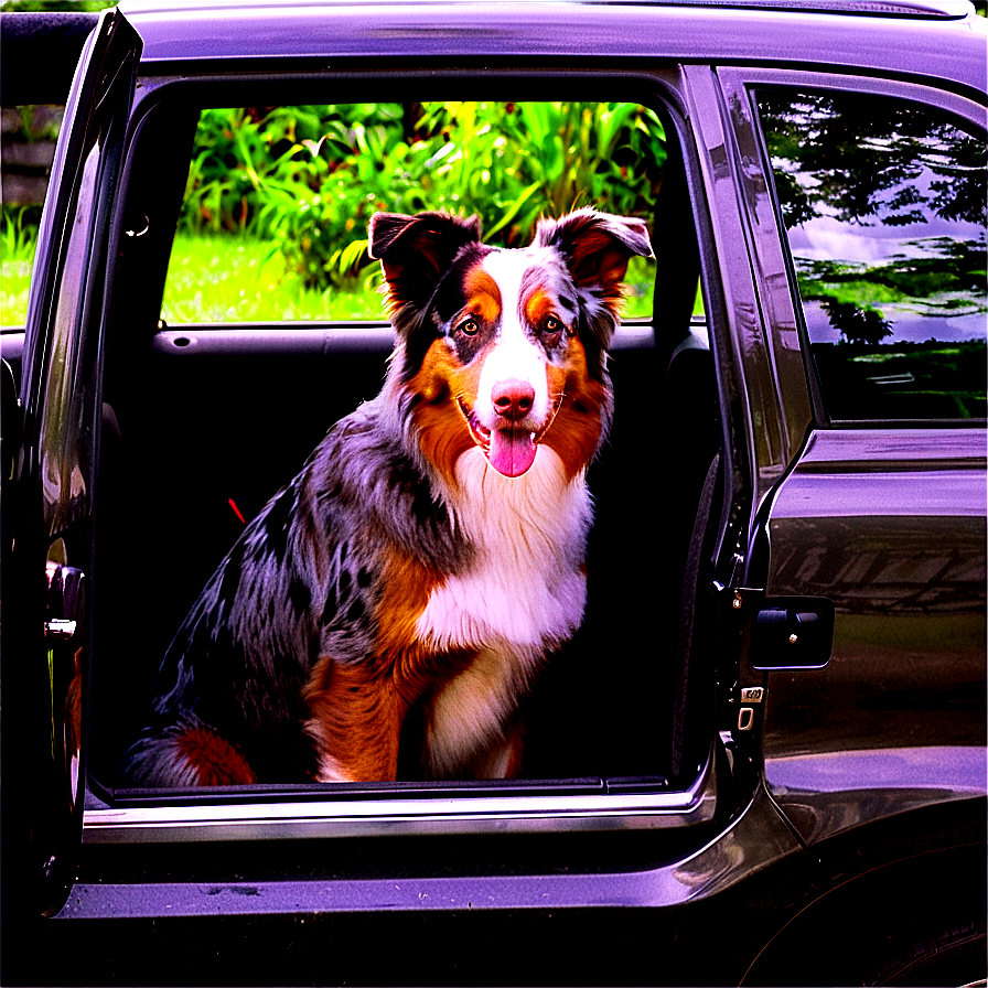 Australian Shepherd In Car Png 06202024 PNG image