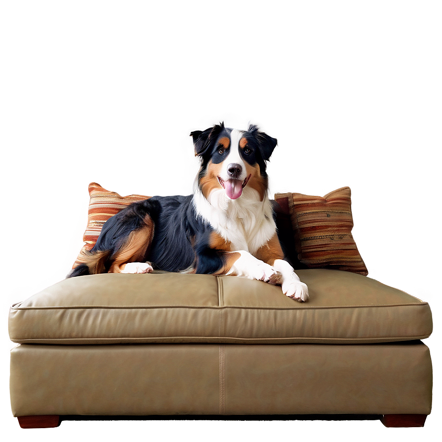 Australian Shepherd On Couch Png 06202024 PNG image