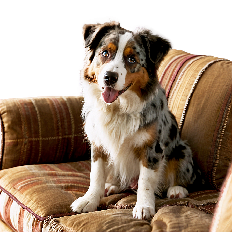 Australian Shepherd On Couch Png 06202024 PNG image