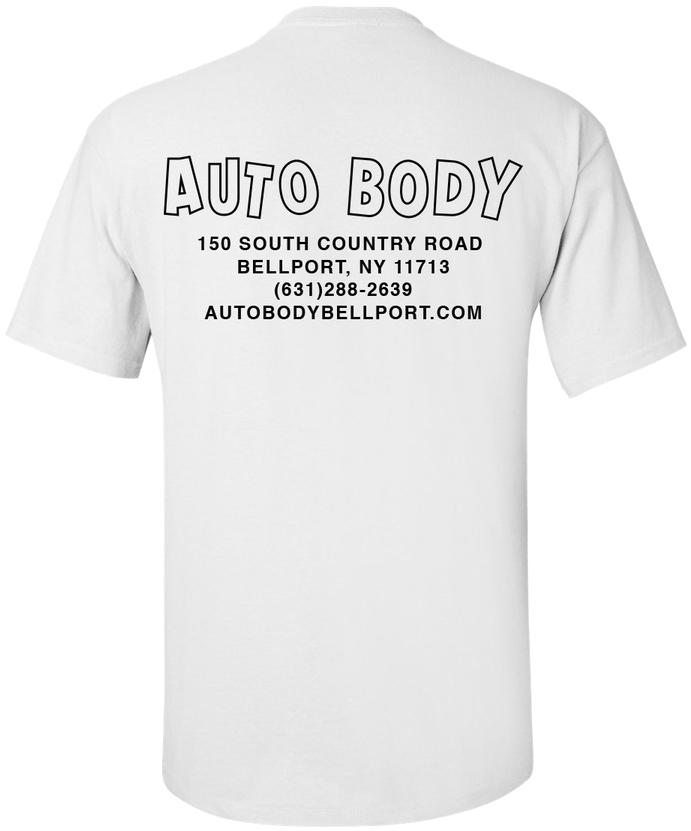 Auto Body Shop Branded T Shirt Back PNG image