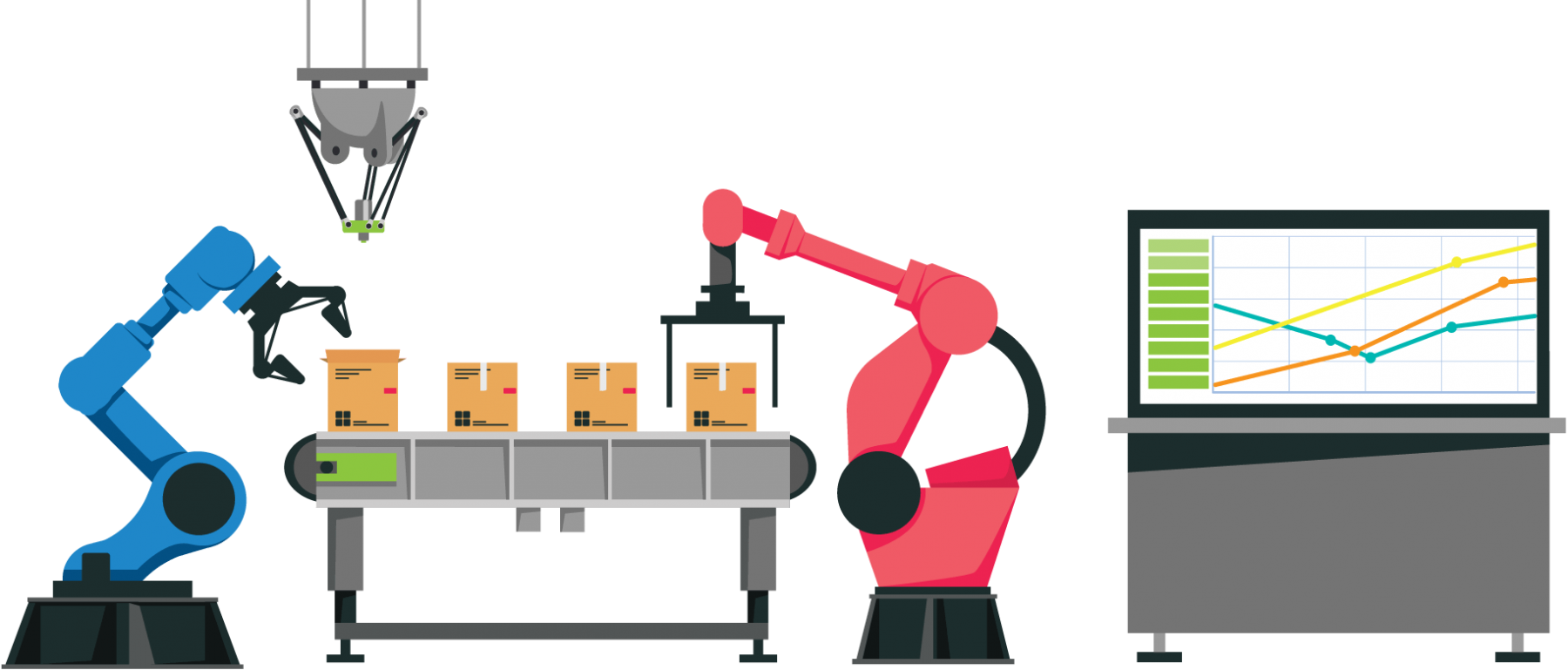 Automated Production Line Illustration PNG image