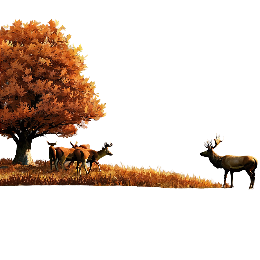 Autumn Deer Scenery Png Hqf PNG image