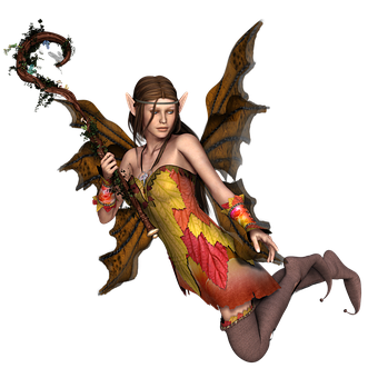Autumn_ Fairy_with_ Staff PNG image