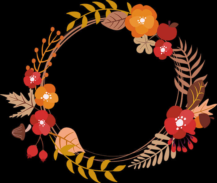 Autumn_ Floral_ Wreath_ Vector PNG image