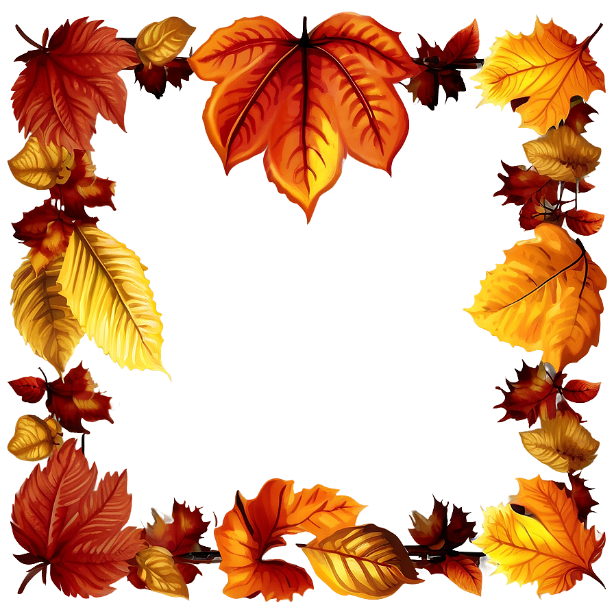 Autumn Leaves Thanksgiving Border Png Gtc PNG image