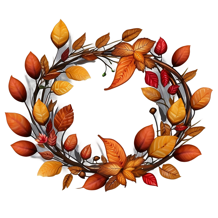 Autumn Leaves Wreath Png Asj1 PNG image