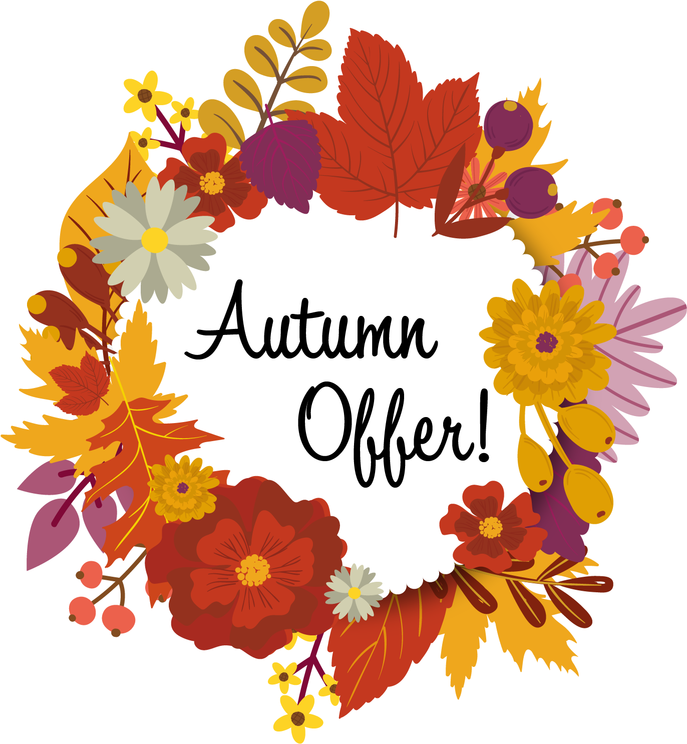 Autumn Offer Floral Wreath PNG image