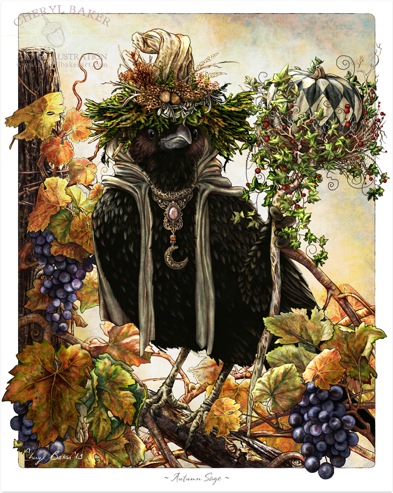 Autumn Sage Eagle Fantasy Art PNG image