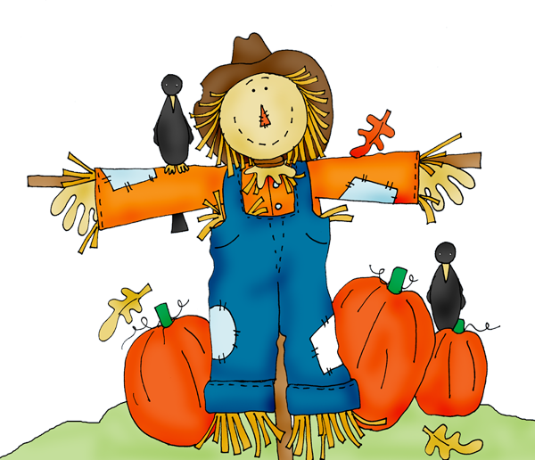 Autumn Scarecrowand Pumpkins PNG image