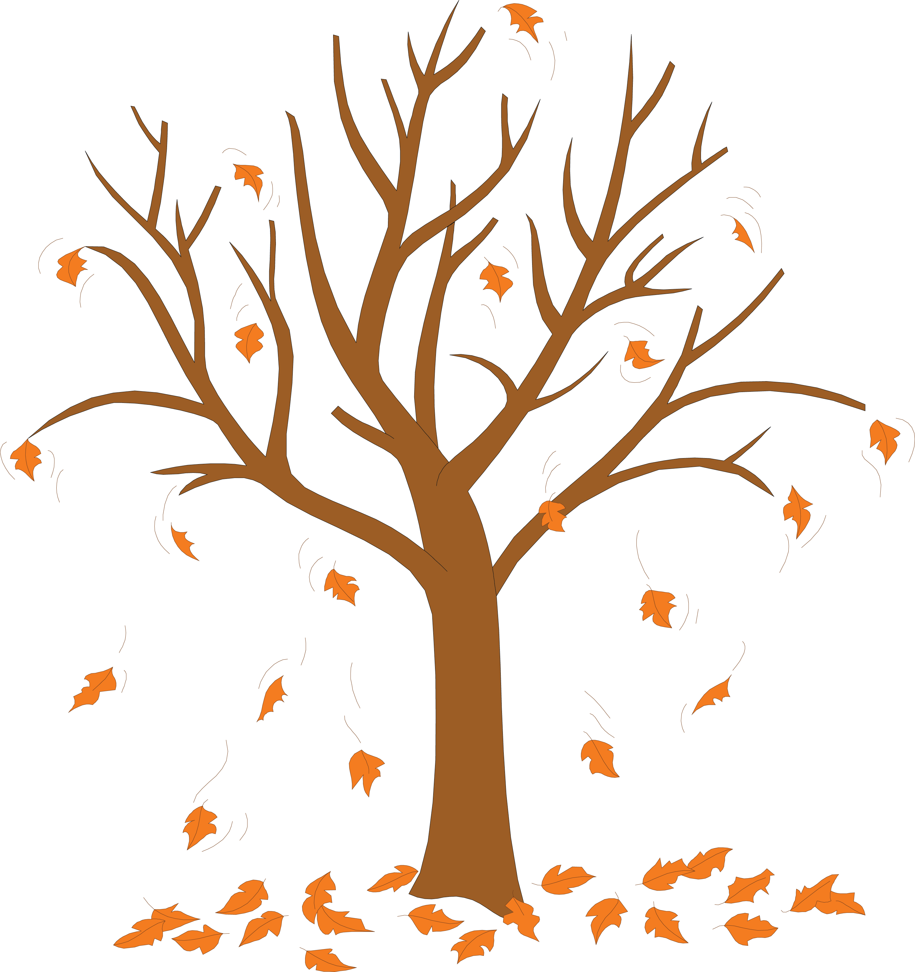 Autumn Tree Falling Leaves PNG image