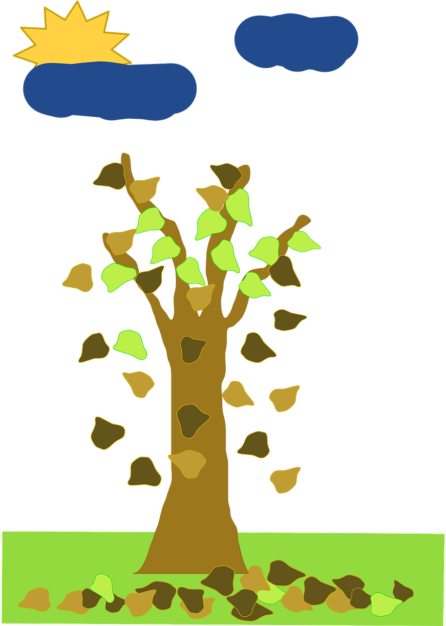 Autumn Tree Falling Leaves Silhouette PNG image