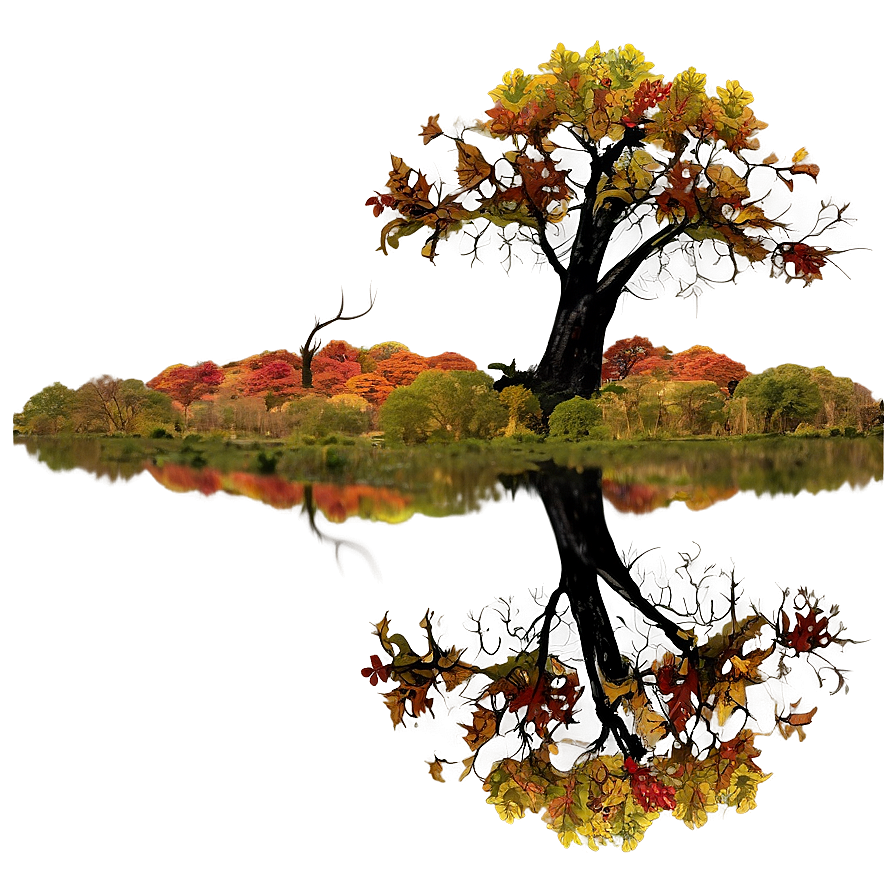 Autumn Tree Reflection Png Ack PNG image