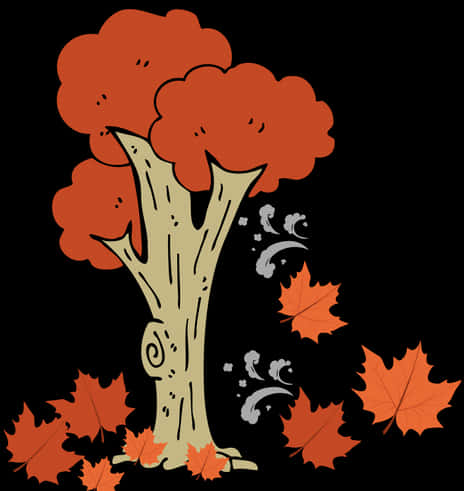 Autumn_ Tree_with_ Falling_ Leaves PNG image
