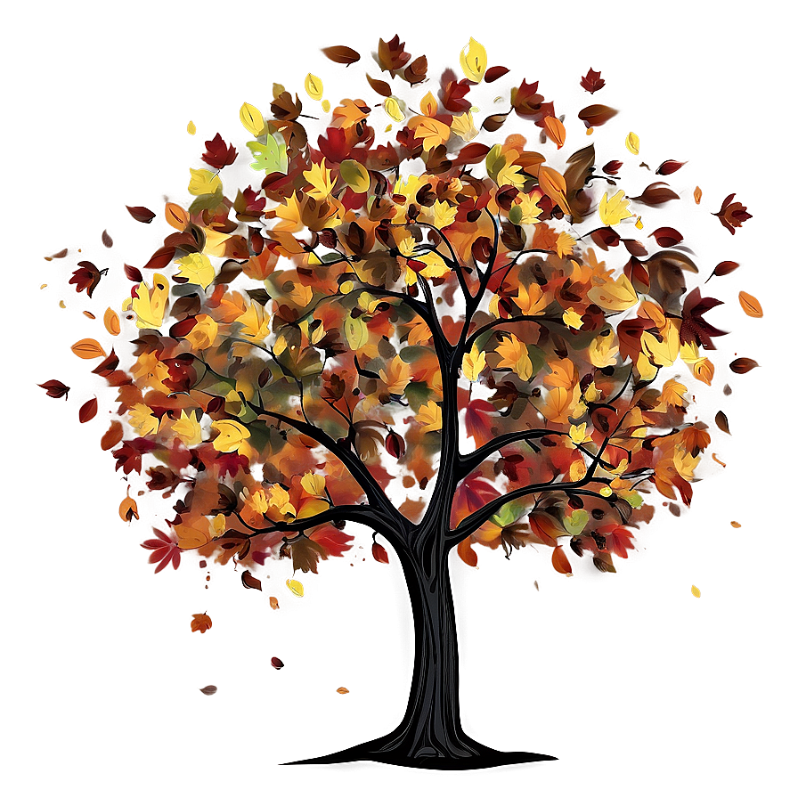 Autumn Tree With Falling Leaves Png 06122024 PNG image