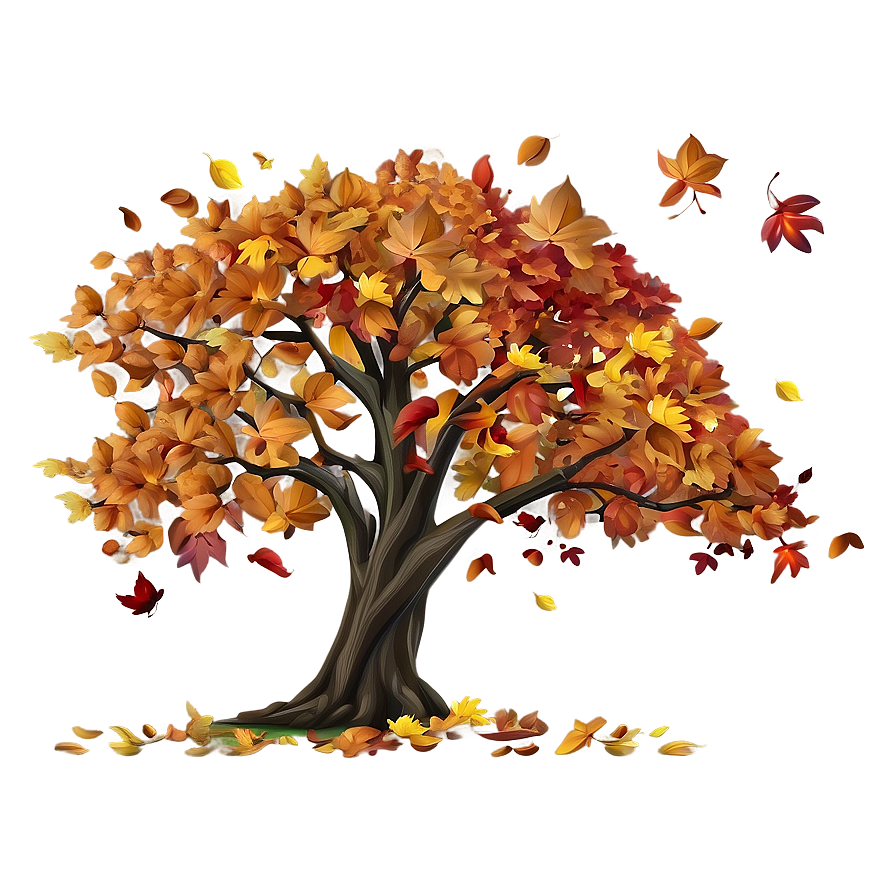 Autumn Tree With Falling Leaves Png 06122024 PNG image