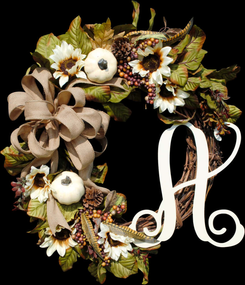 Autumn Wreathwith Initial Letter P PNG image