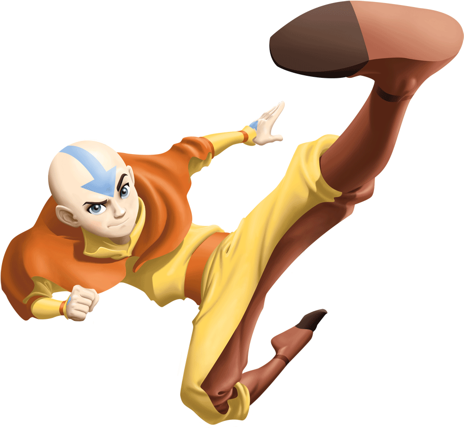 Avatar Aang Flying Action Pose PNG image