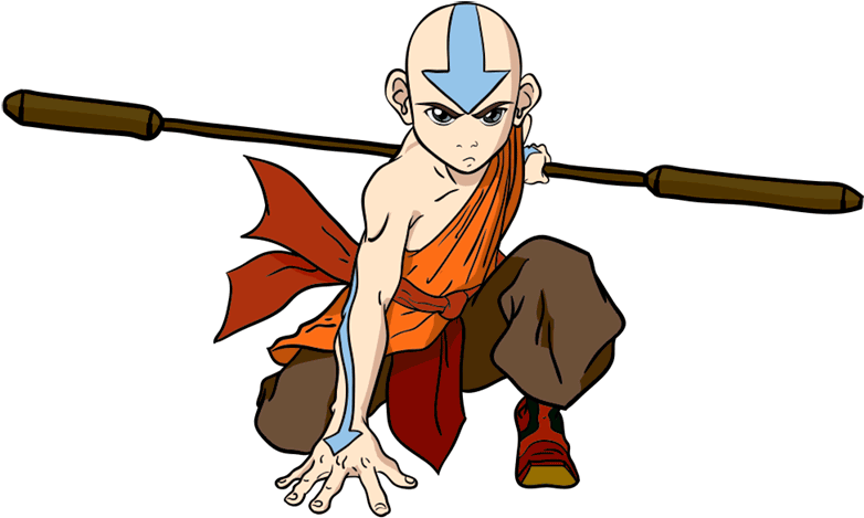 Avatar Aang With Staff PNG image